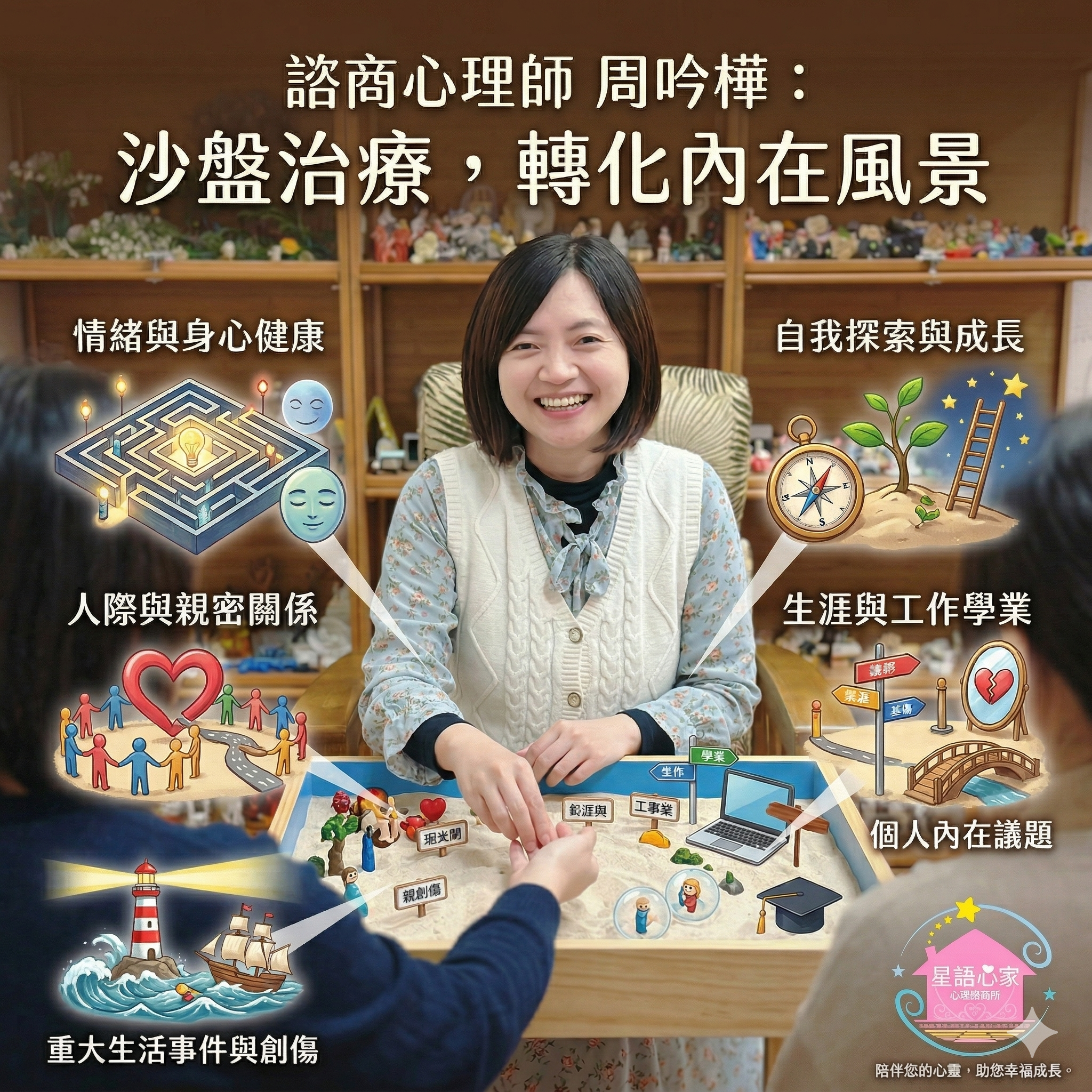 周吟樺心理師帶領沙盤治療，轉化內在風景